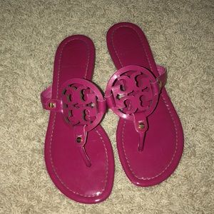 Pink patent leather Tory Burch Miller Sandals
